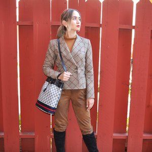 Valentino Brown Houndstooth Wool Blazer US 4/EU 34